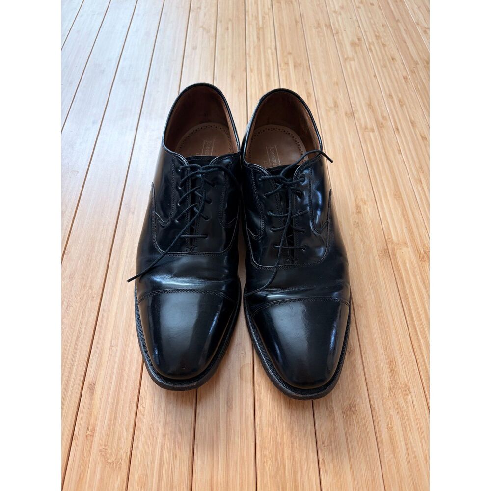 Johnston & Murphy Men's Black Leather Cap Toe Oxford Dress Shoes Size 10.5M